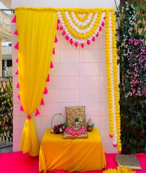 Ganpati lotus bud with net curtain backdrop