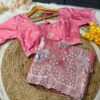 Gold Soft Silk Saree with Exclusive Embroidery and Contrast Blouse - Image 2