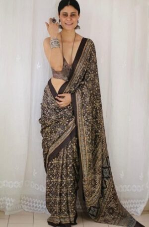 Digital Printed Chanderi Cotton Sarees With Blouse
