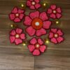 Flower Rangoli Mat Set of 7 – Festive Elegance in Every Corner (pink) - Image 2