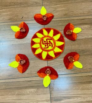 Rangoli Mat Set of 7 – Festive Elegance in Every Corner (Diyas)
