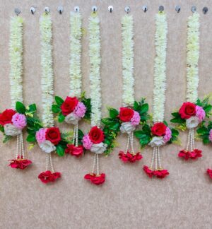 Rose Bunch Gajra Hangings – Festive Charm in Every String! (set of 6 strings)